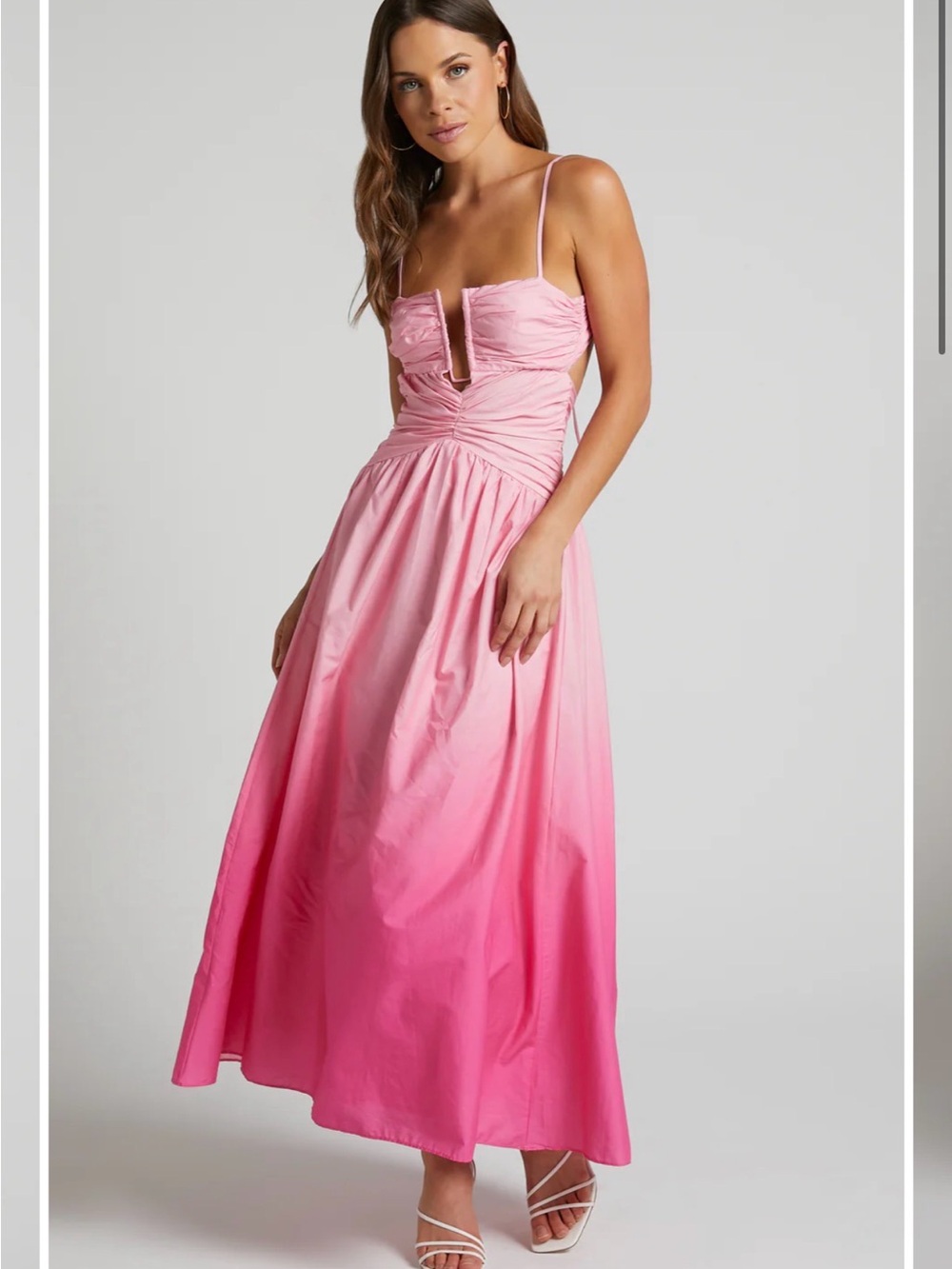 Show Po Gianna Maxi dress: Ombre Pink Maxi Dress with cut out and open back